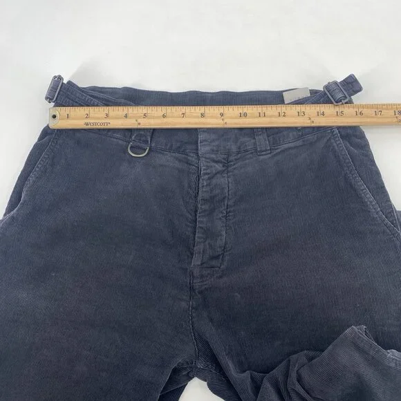 Bottega Veneta Mens Size 50 Corduroy Dark Gray Navy Button Fly Pants Straight